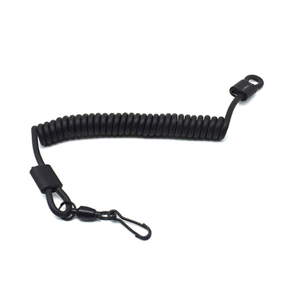 Matt Black Coating Coiled Steel Lanyard Cable Prevent Loss 5.0MM
