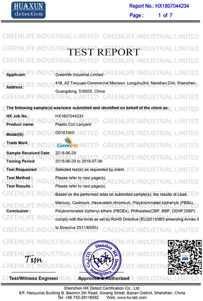 China Greenlife  Industrial  Limited certificaten